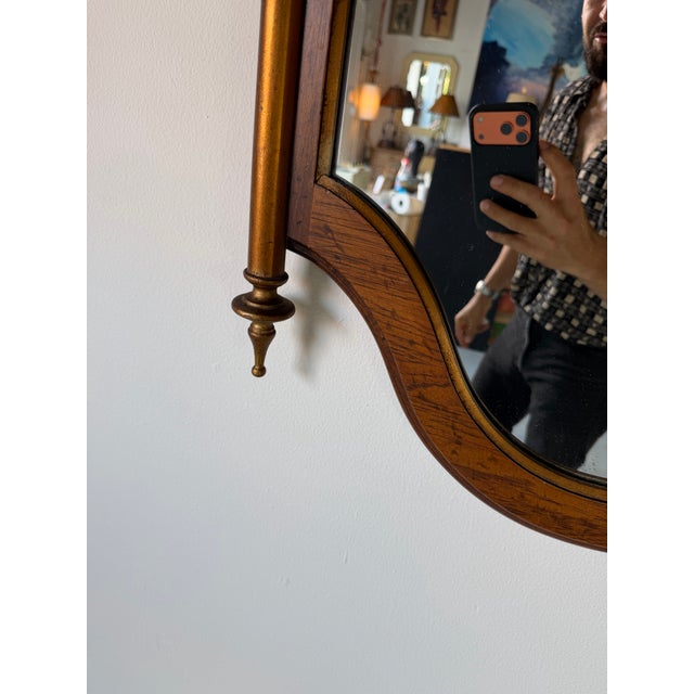 1970s Vintage Hollywood Regency Style Wood Wall Mirror by Drexel For Sale - Image 5 of 12
