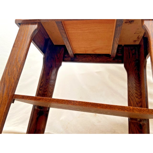 Vintage Butcher Block Carving Table Oak Base With Drawer Shelf End Cut Maple Top For Sale - Image 15 of 15