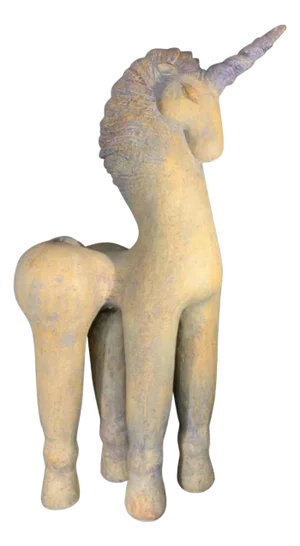 Sculpture Unicorn Licorn Horse in Terracotta by Katarzyna Nowak