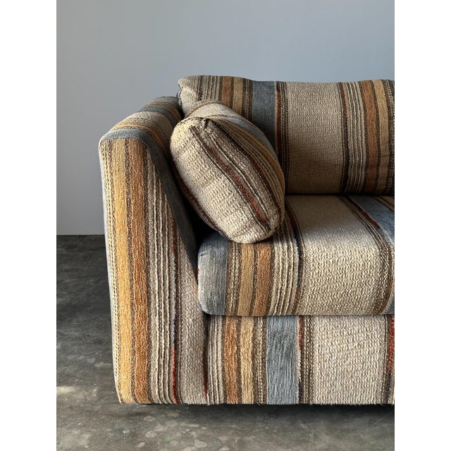 1970s Striped Woven Upholstery Three-Seat Sofa For Sale - Image 17 of 18