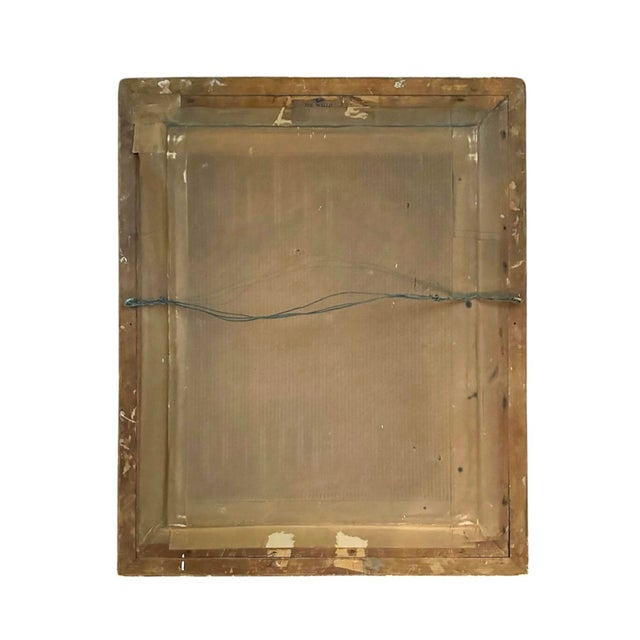 Wood Antique Oil on Board Estate Portrait Painting of Lady / Woman in a Desert Landscape by Spanish Artist J. Anduaga, Circa 1940 (1946) For Sale - Image 7 of 10