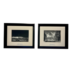 1960s Set of 2 Ansel Adams Half Dome, Yosemite & Moonrise, Hernandez, Nm Photographs, Framed