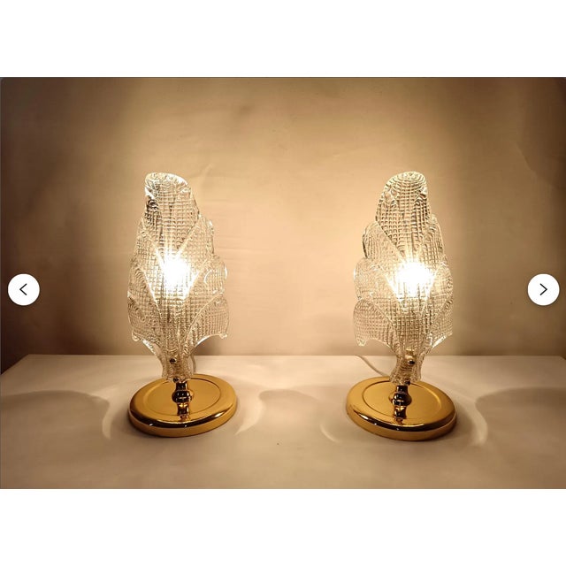 Gold Brass Lamps in Murano Glass from Barovier, Set of 2 For Sale - Image 8 of 9