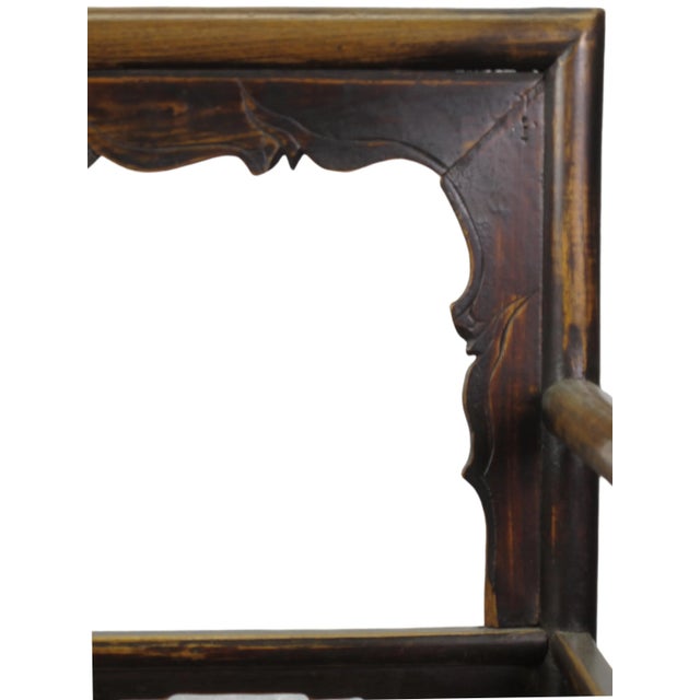 Brown Brown Antique Chinese Low Back Arm Chair For Sale - Image 8 of 11