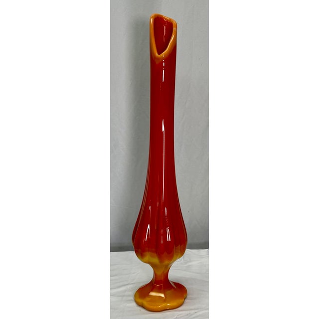 Vintage MidCentury Viking Glass Ribbed Orange Swung Vase Chairish