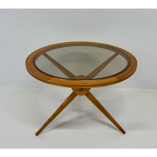 Italian Coffee Table in Maple and Smoked Glass by Cesare Lacca, 1950s For Sale - Image 3 of 8