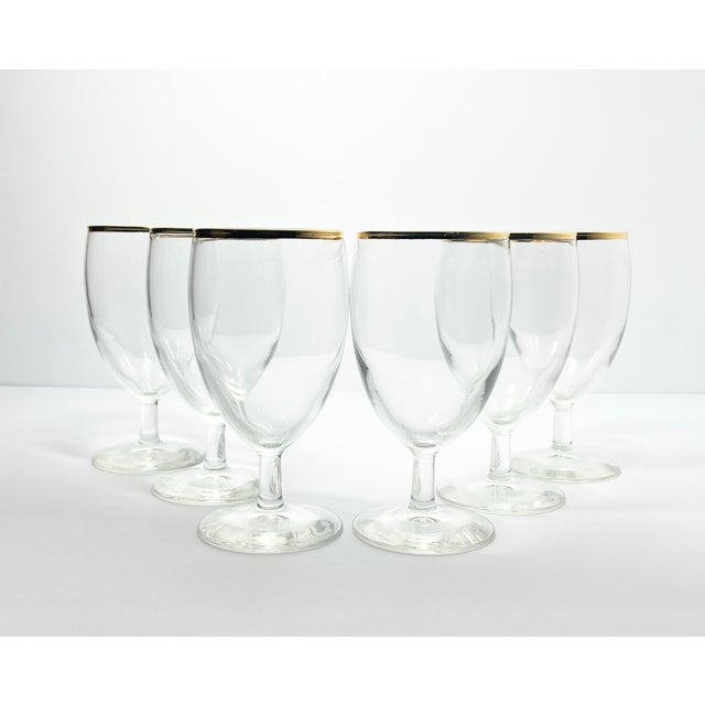 1990s Vintage Set of 6 Gold Rim Low Water or Iced Tea Glasses 5 3/4” 10oz Good vintage condition. No chips, cracks, or...