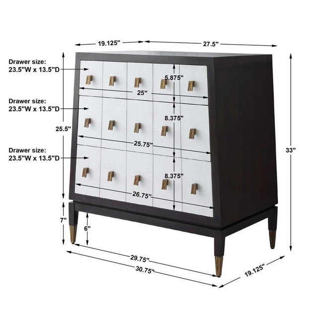 A fabulous three drawer chest. Appearing to have 15 small drawers in hand brushed oak with a white finish featuring...