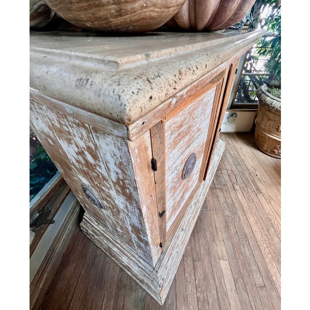 Beige Late 18th Century Italian Wooden Cabinet With Travertine Top For Sale - Image 8 of 8