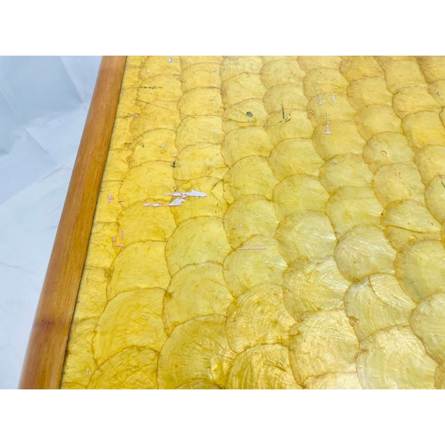 Vintage Bamboo Coffee Table With Capiz Shell Inlaid Top, 1970s For Sale - Image 10 of 18