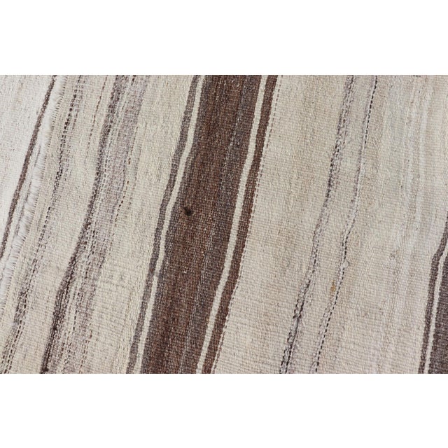 Vintage Narrow Turkish Kilim Runner With Beige and Soft Brown Stripes For Sale - Image 13 of 13