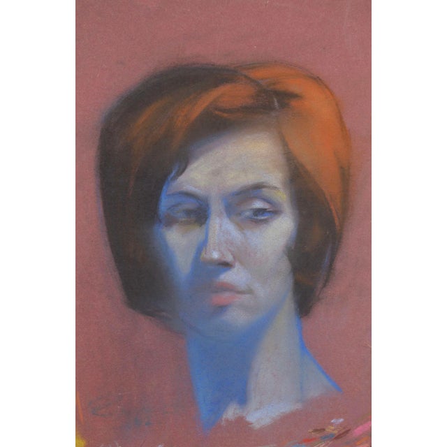 Albert Goltjakov, Portrait of a Woman, 1962, Pastel on Paper, in Good conditions. Designed 1960 to 1969 I have official...