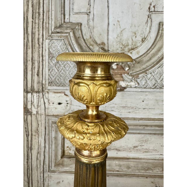 19th Century Gilded Bronze Candleholers, Set of 2 For Sale - Image 10 of 11