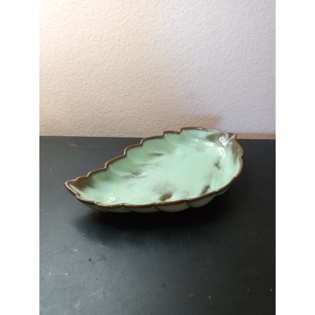 1970s 1970s Frankoma Green Glaze Leaf Bowl For Sale - Image 5 of 5