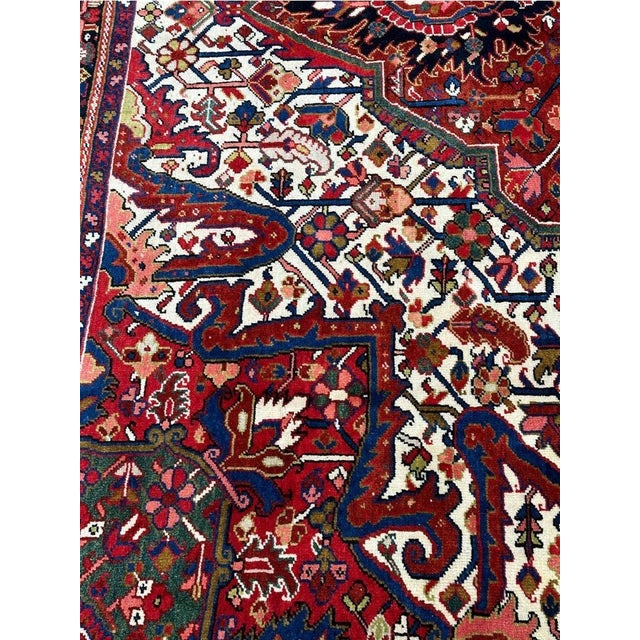 1940s 1940s Old Persian Heriz Area Rug 9’10” X 13’0″ For Sale - Image 5 of 12