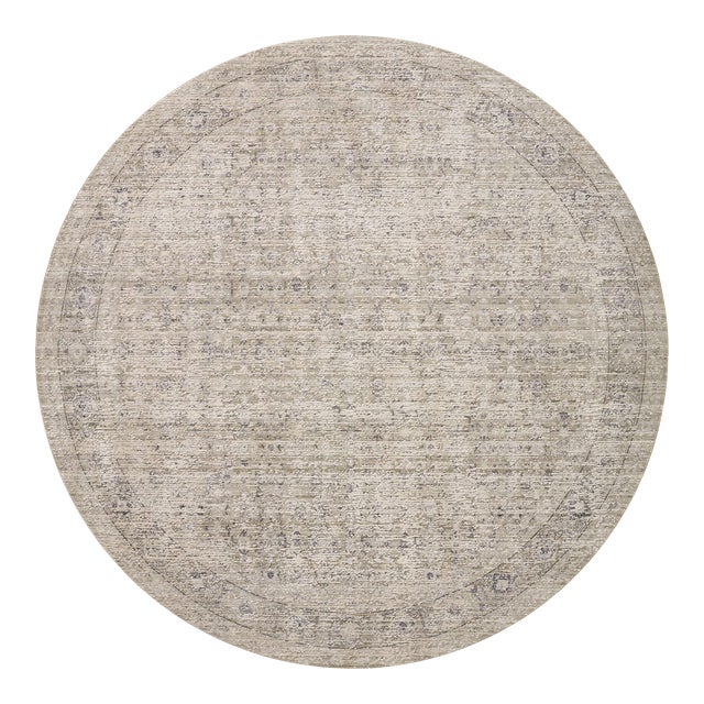 Amber Lewis x Loloi Alie Taupe / Dove 7'-10" x 7'-10" Round Area Rug For Sale