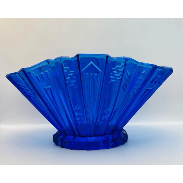 1930s 1930’s L. E. Smith Dark Blue Console Dish For Sale - Image 5 of 9