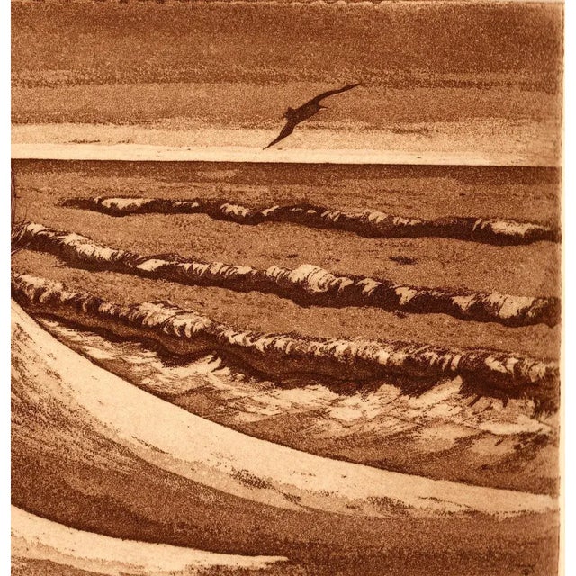 Coastal Vintage Mid-Century Coastal Etching With Aquatint "A Lonely Shore" Signed & Numbered 129/150 For Sale - Image 3 of 6