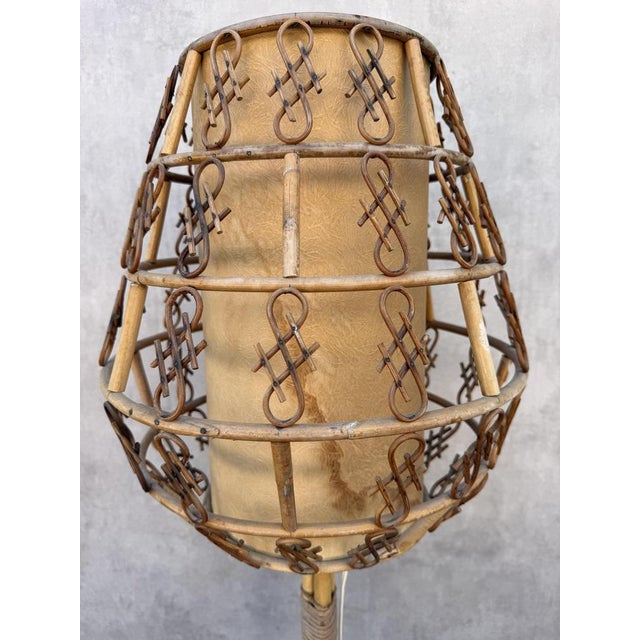 Rattan Floor Lamp in the style of Louis Sognot, France, 1950s For Sale - Image 13 of 15