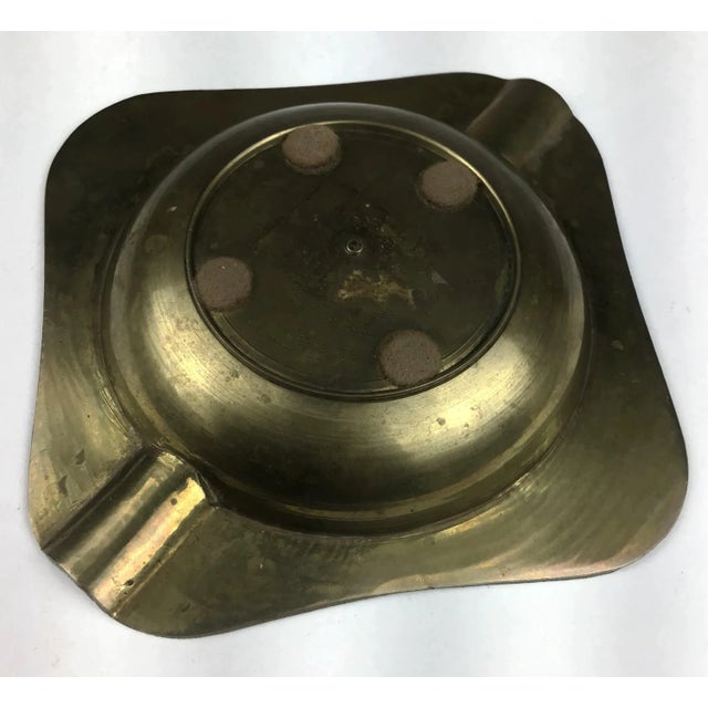 Metal Vintage Brass Carved Ashtray For Sale - Image 7 of 9