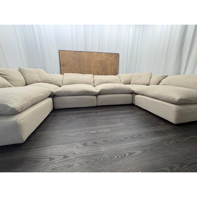 Rh Cloud Modular Sectional 6-Piece Configuration | Perennials® Performance Textured Linen Weave | Warm Neutral For Sale - Image 11 of 18