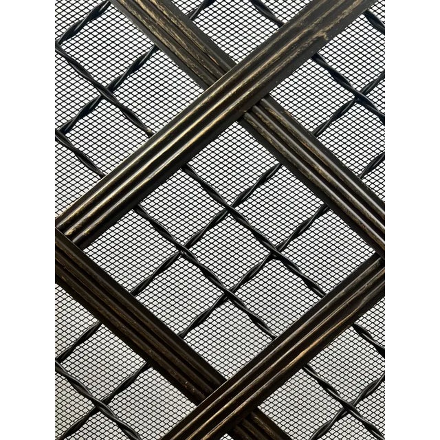 Art Deco Style Black & Bronzed Metal Two-Door & Diamond Design Fireplace Screen For Sale - Image 11 of 16