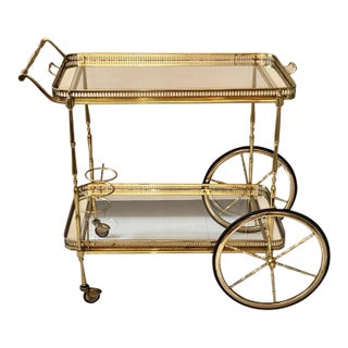 Mid 20th Century Vintage French Mirrored Bar Cart Tray For Sale
