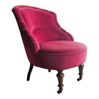 1920s Swedish Grace Velvet Slipper Chair For Sale