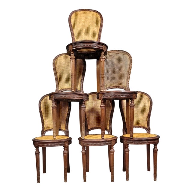 Louis XVI Style Mahogany Racket Chairs, Set of 6 For Sale