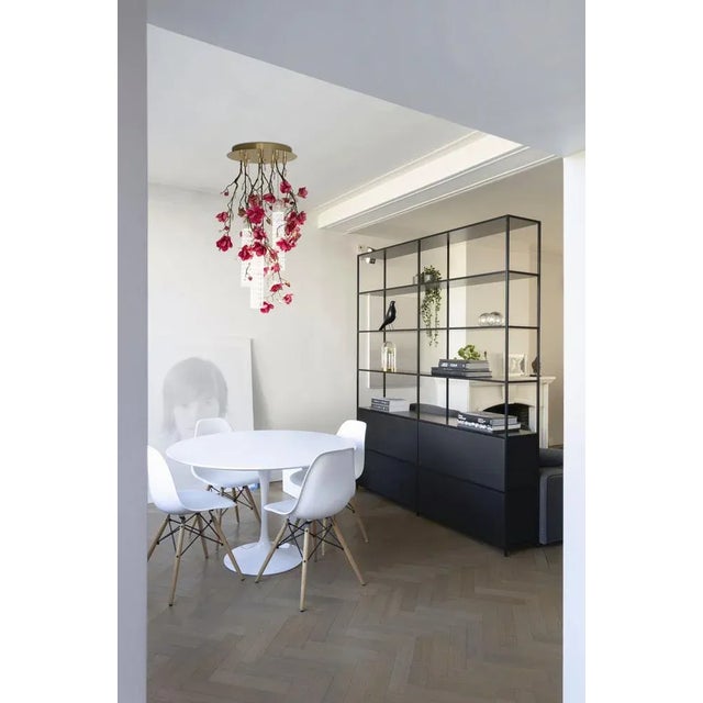 Contemporary Small Round Flower Power Fuchsia Magnolia Chandelier from VGnewtrend, Italy For Sale - Image 3 of 11