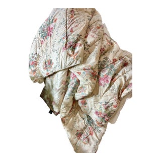 Vintage Ralph Lauren Villandry Floral Urn King Comforter Cover Cotton Sateen 450 Tc 92” X 107” For Sale