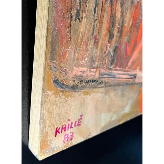 Jean Krille, Landscape 119, Oil on Masonite, 1983 For Sale - Image 7 of 10