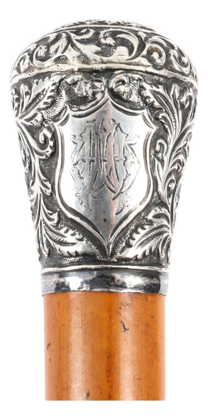 Antique English Silver Topped Walking Stick Cane