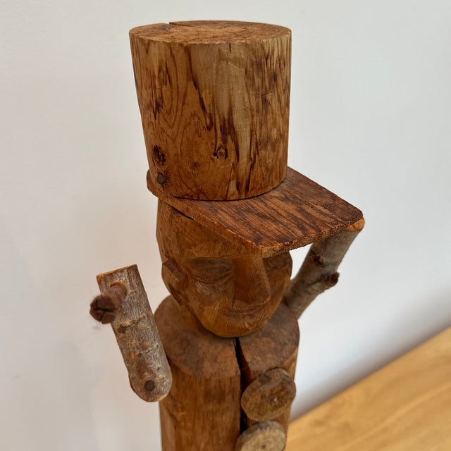 Large Scale 1970s Hand Carved Folk Art Wood Sculpture of a Toy Soldier For Sale - Image 4 of 10