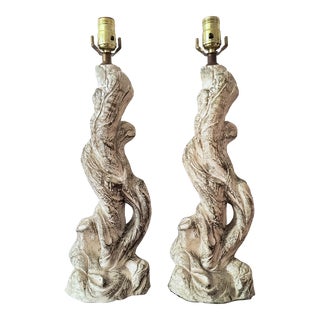 Vintage Faux Driftwood Lamps - a Pair For Sale