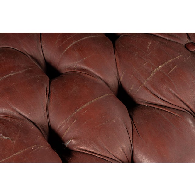 Late 20th Century Tufted Leather Chesterfield Sofa in Burgundy For Sale - Image 13 of 15