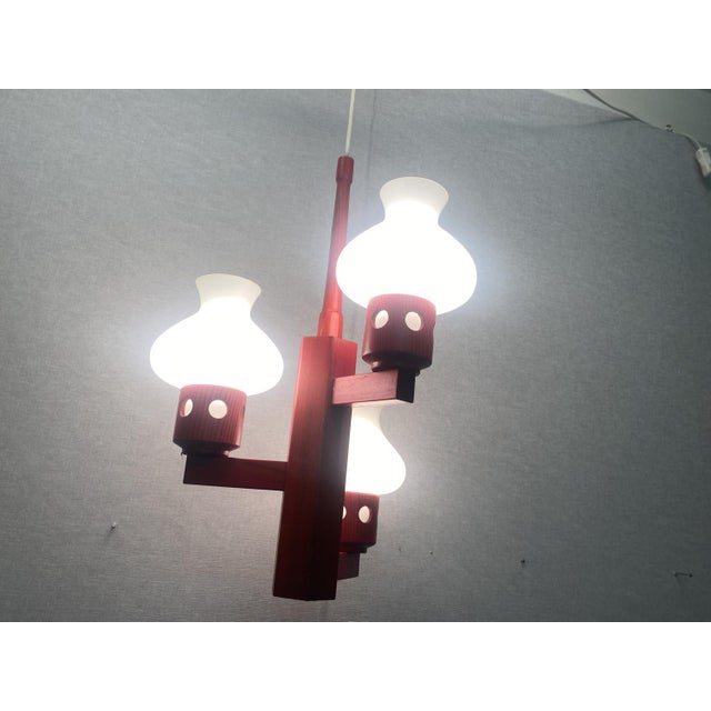 Vintage Danish Vitrika Chandelier in Wood and Glass, 1970s For Sale - Image 16 of 18