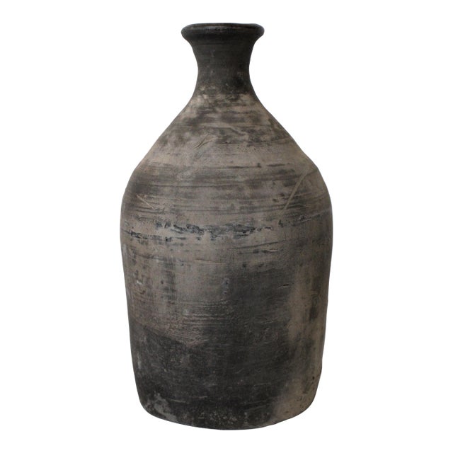 Distressed Wabi Sabi Pottery Vessel/Matt Gray For Sale