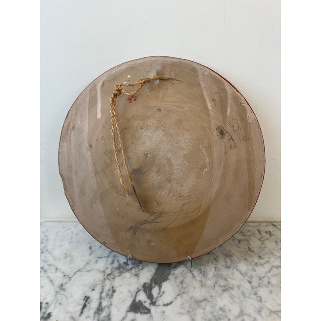 Xtra Large Made in Mexico Handpainted Terracotta Hanging Plate With Rope - Signed For Sale In New York - Image 6 of 9