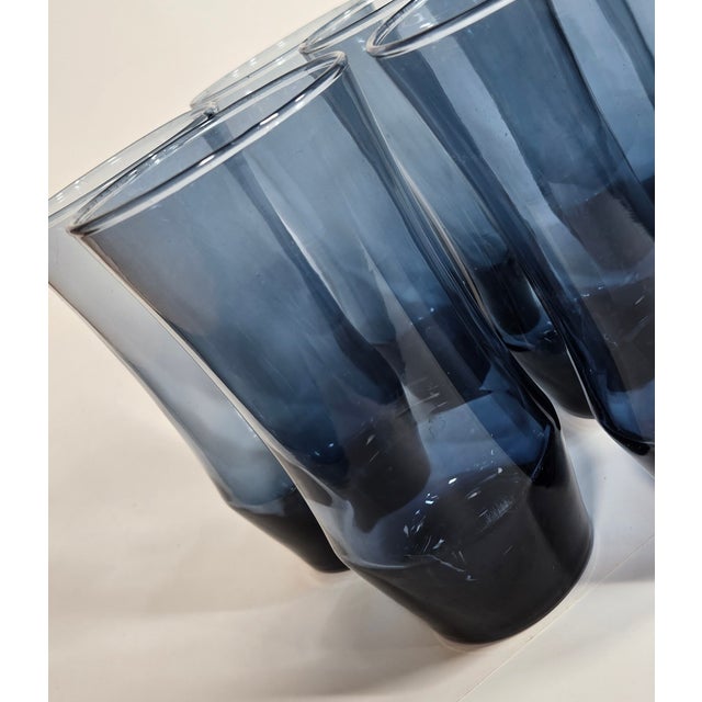Blue Smoky Blue Scandinavian Tumblers- Set of Six For Sale - Image 8 of 10