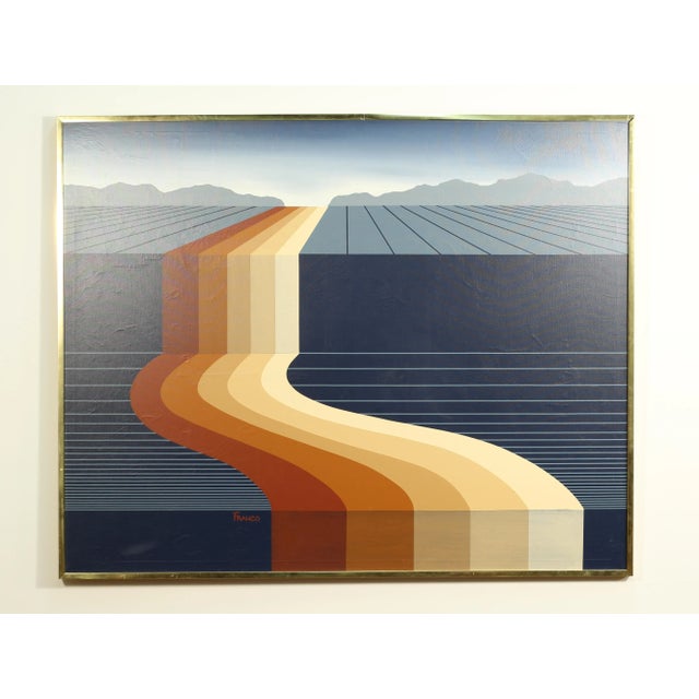 Mid 20th Century Postmodern New Wave Landscape Oil Painting by Franco, Framed For Sale - Image 6 of 6