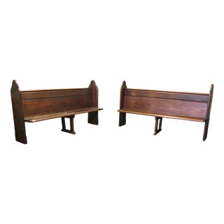 Arts and Crafts Pitch Pine Church Benches, Set of 2 For Sale
