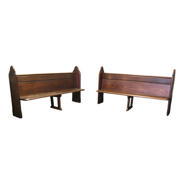Arts and Crafts Pitch Pine Church Benches, Set of 2 For Sale
