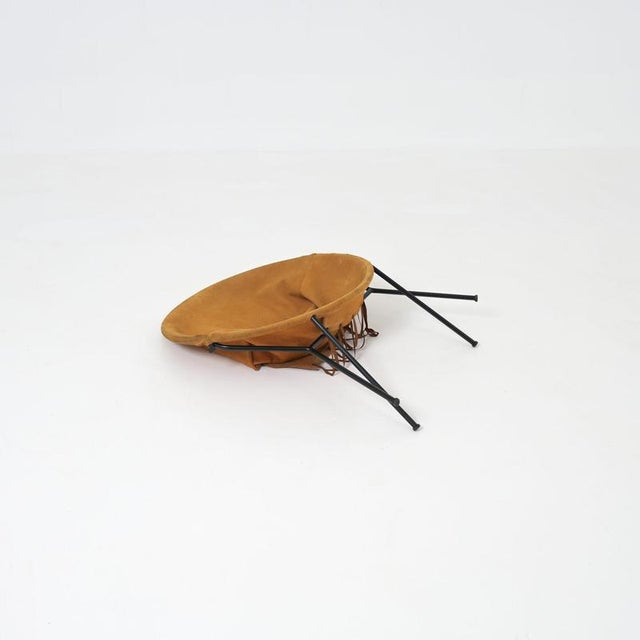 Suede Folding Ballon Chair by Hans Olsen for Lea, 1970s For Sale - Image 14 of 18