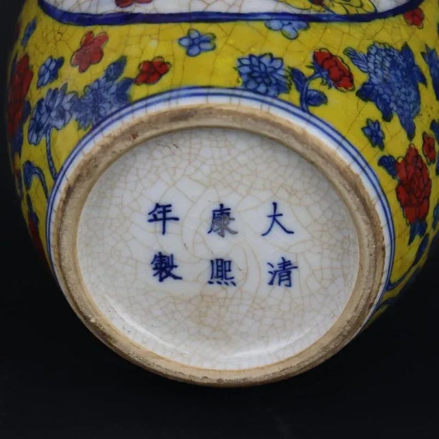 Ceramic Chinese Vintage Ceramic Pot,Qing Dynasty Kangxi Marked Blue and White Famille Verte Porcelain Jar Hand Painted Cloud Dragon Pattern For Sale - Image 7 of 8