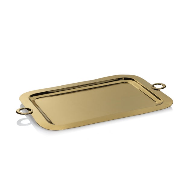 2020s Ollie Gold Polished Brass Serving Tray, 26.75" x 16" For Sale - Image 5 of 5