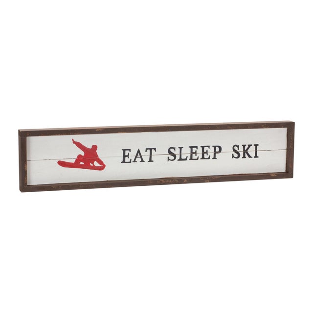 Add a cozy, festive vibe to your home this holiday season with the Eat Sleep Ski Sign! Crafted from solid wood, this...