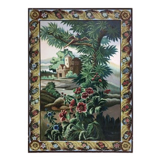 Hand Painted French Tapestry Scenery on Canvas Panel For Sale