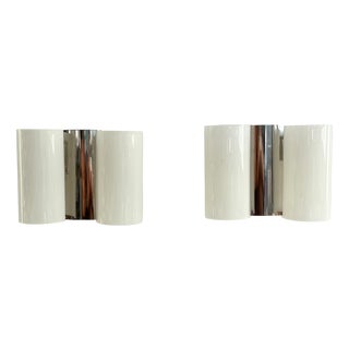 Italian Wall Sconces in Curved Plastic and Chrome, 1970s, Set of 2 For Sale