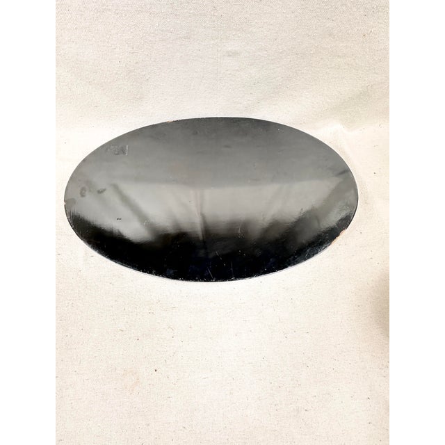 Vintage Hand-Painted Black Lacquer Oval Tole Serving Tray With Citrus Fruit For Sale - Image 10 of 11